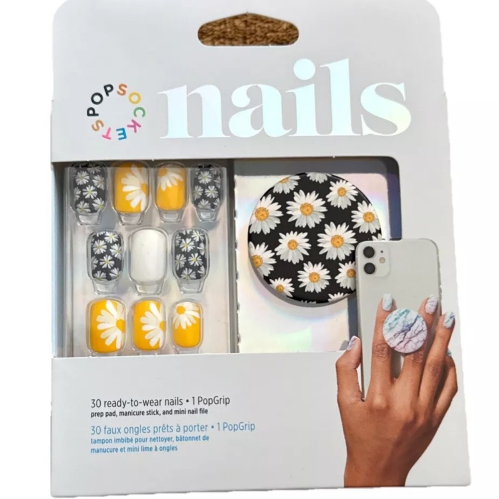 PopSocket Daisy PopGrip and Nail Set - Yellow and White